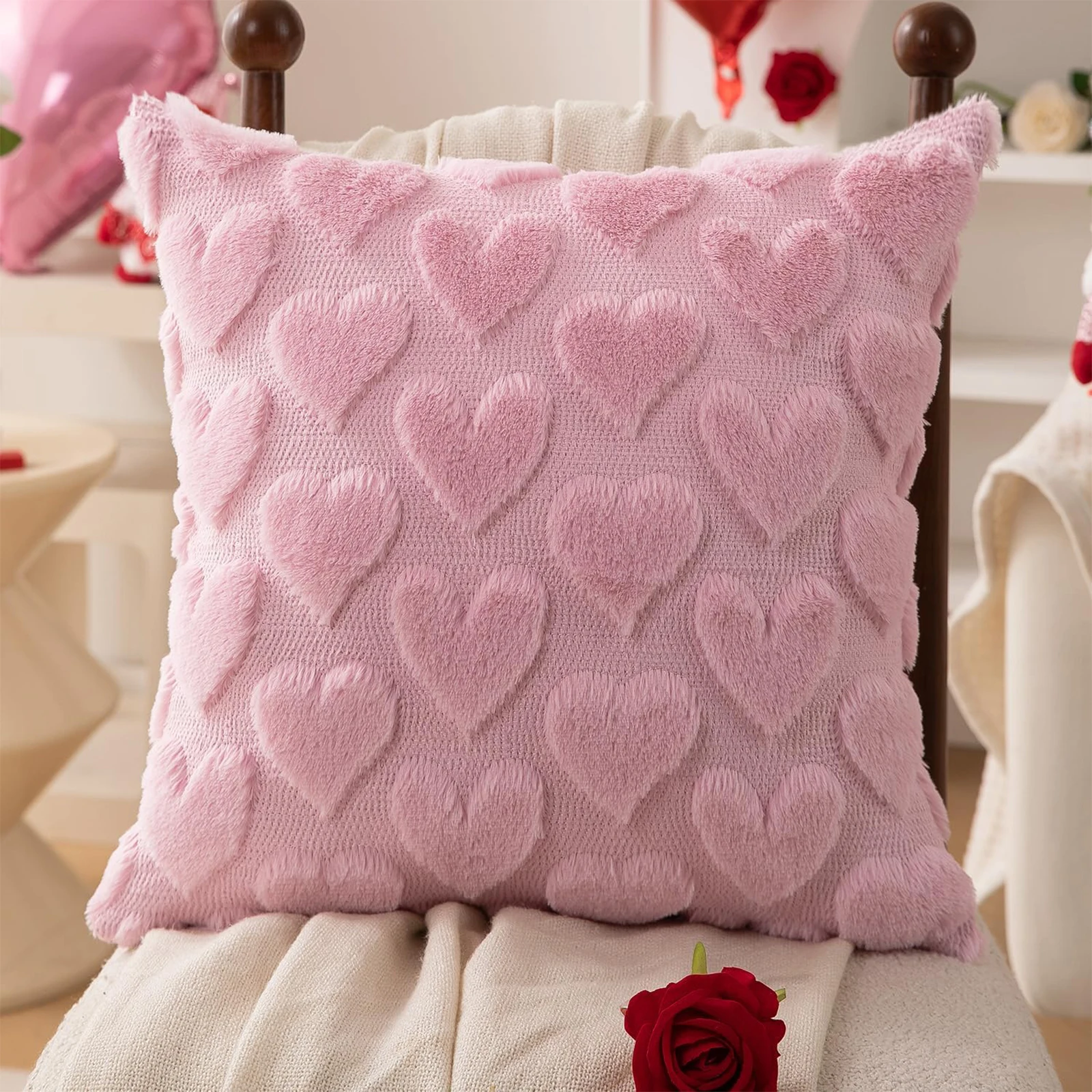 Valentines Day Pillowcase Multi-Purpose Quilted Pillow Covers Festive Decoration Cushion Sleeve for Living Room Sofa & Bedroom