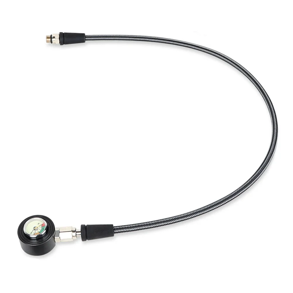 Carbon Fiber Pressure Gauge Luminous Pressure Gauge Carbon Fiber Hose 360-Degree Rotation 300Bar Maximum Pressure