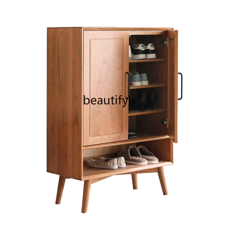 

Nordic Solid Wood Shoe Cabinet Living Room Locker Modern Minimalist Small Apartment Home Entrance Foyer Cabinet furniture