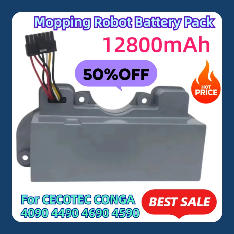 

For CECOTEC CONGA 4090 4490 4690 4590 Mopping Robot Battery Pack 14.8V 12800mAh 100% New