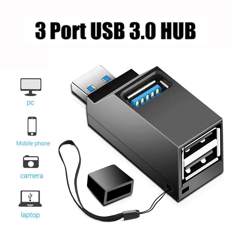 3-in-1 USB 3.0 HUB Erweiterung Auto-Splitter 3-Port USB 2.0 Hub Multifunktions-Adapter zum Lesen von USB-Sticks und Aufladen für Laptops und USB-Sticks