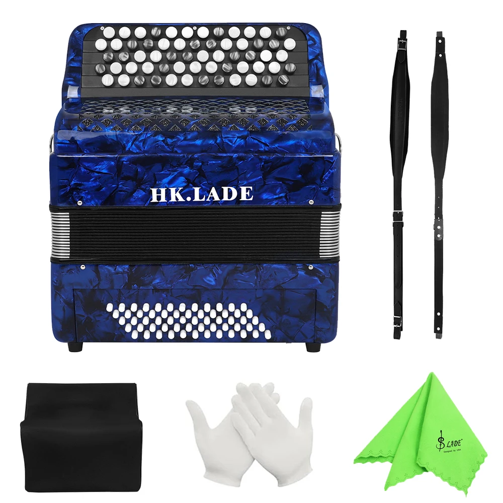 HK·LADE AH-110 62 Keys 60 Bass Bayan Accordion For Performance/Teaching Professional Keyboard Instrument With Parts & Accessory