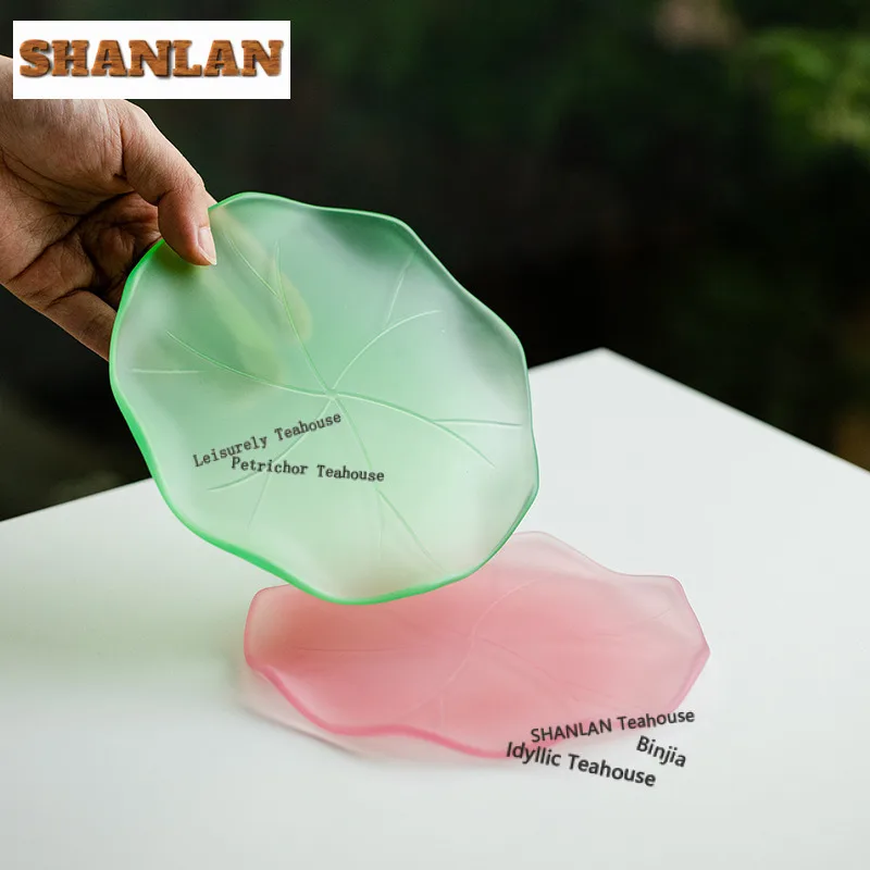 

Azure Stone Lotus Leaf Pot Bearing Holder Gaiwan Dessert Serving Trays Dry Soaking Table Tea Tray Coasters Tea Ceremony Gift