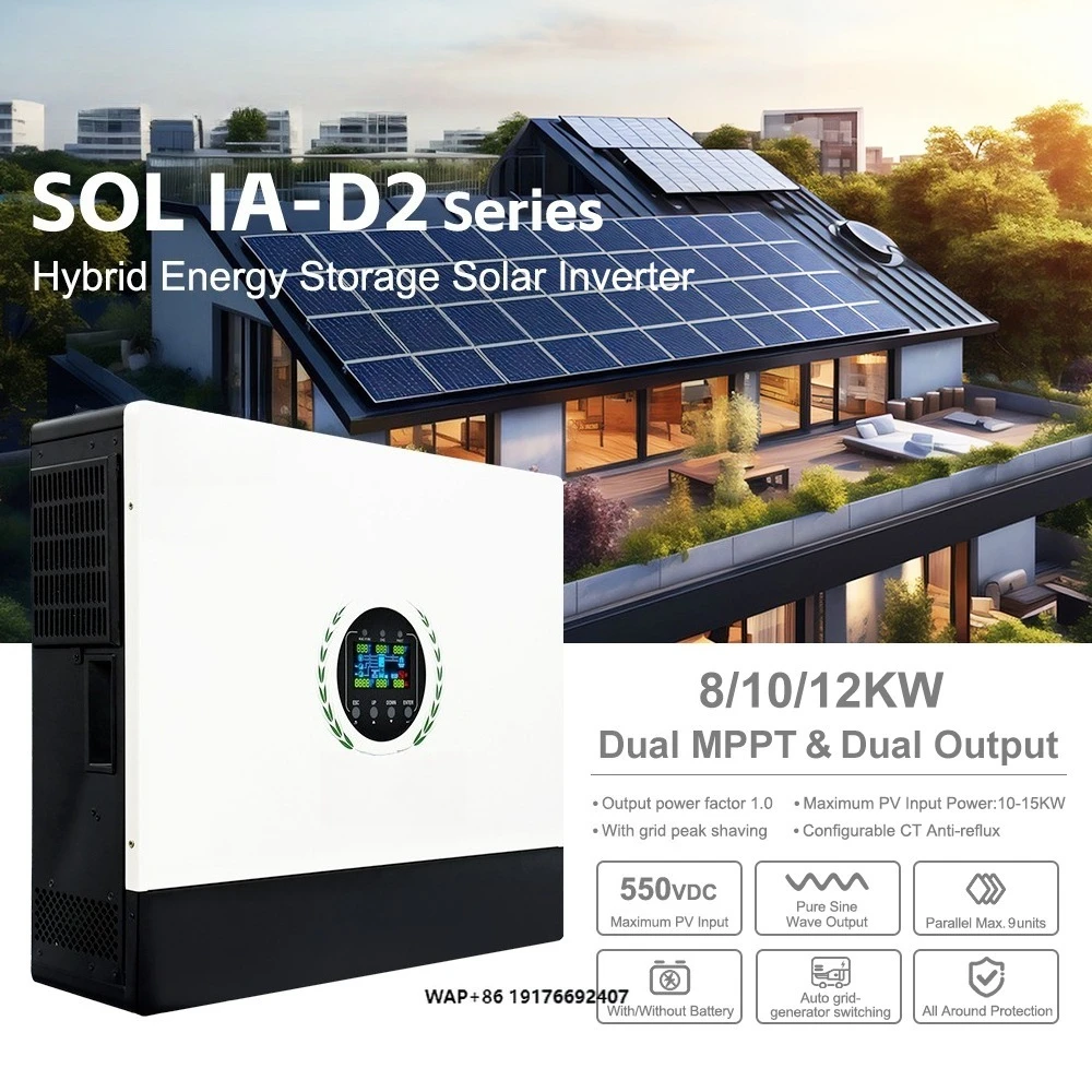 

CKMIKE High Quality 8KW 10KW 12KW Dual ’MPPT 27A*2 Dual Outputs on Off Grid Anti-backflow Hybrid Solar Inverter for Wholesale