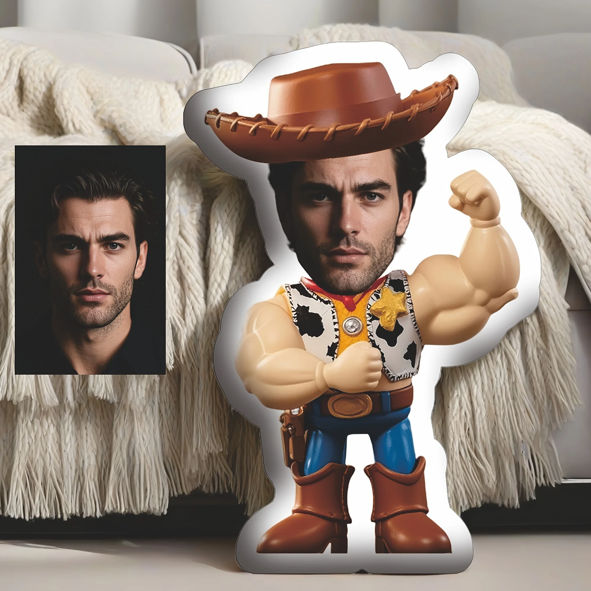 Customized Western Cowboy Style Plush Pillow - The Perfect Gift for Both Men and Women