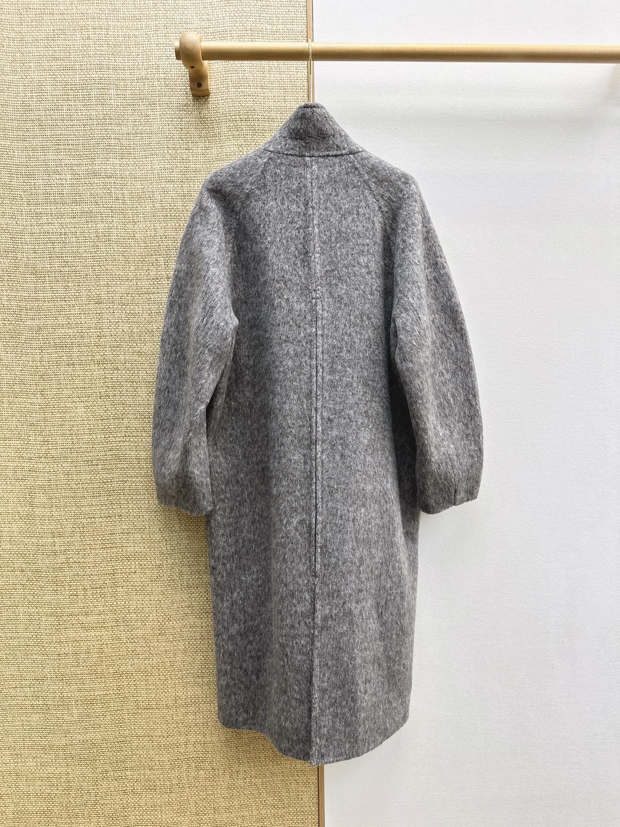 Women Winter New Heather Grey Stand Collar Long Double Faced Wool Coat High Neck Windproof Korean Lazy Style Overcoat
