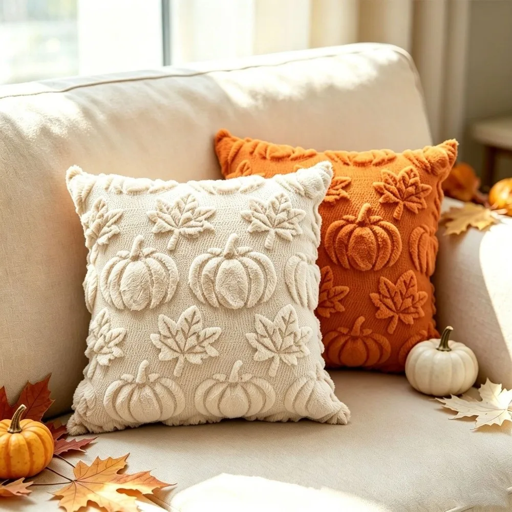 Pillow Case Maple Leaf Pumpkin Pillowcases Sofa Decor Zippered Cushion Cover Creative Soft Throw Pillow Cases Festival Decor