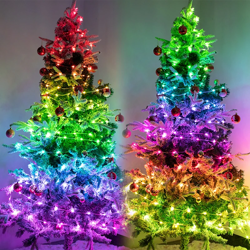 RGB IC Christmas Smart Fairy Light Bluetooth APP Control LED String Light Music Rhythm Waterproof 2023 Xmas Light Party capodanno