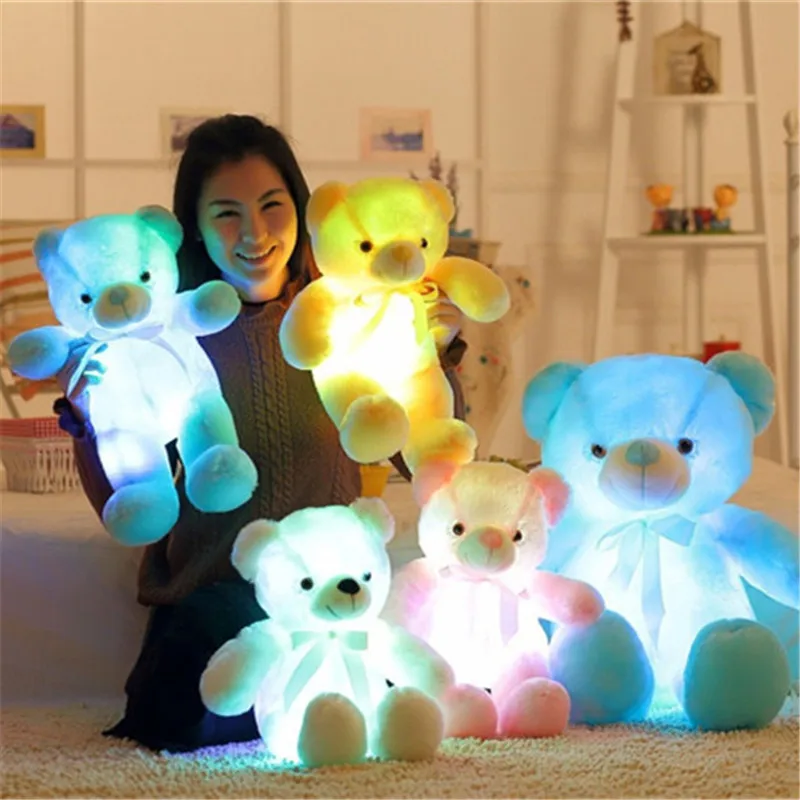 30-50cmLuminous Creative Light Up LED Teddy Bear Stuffed Animals Plush Toy Pink Glowing Teddy Bear Christmas Gift for Kids