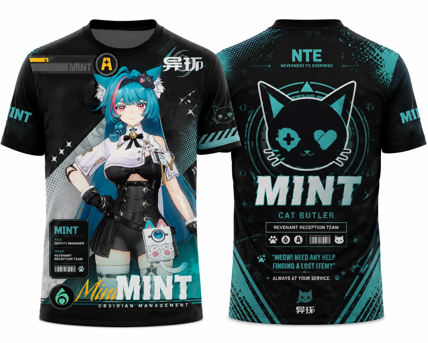 Neverness To Everness NTE,NANALLY,CHIZ,LACRIMOSA,SHINKU,MINT,HATHOR Men's Short-sleeved Harajuku Y2k Anime Clothes Mens T Shirts