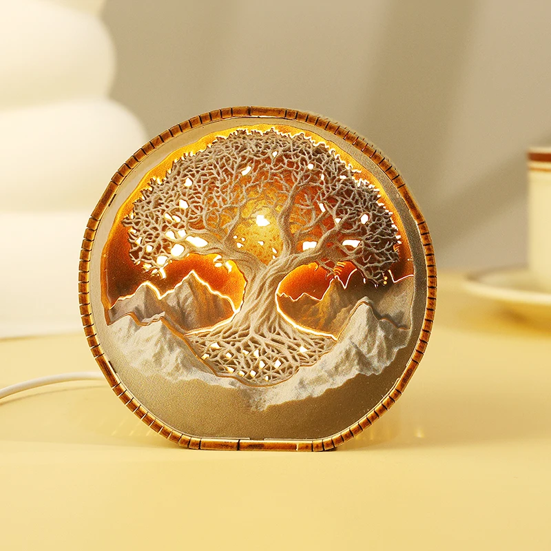 The tree of life basswood Sleep lamp Holiday decoration gift Night Light on-off control Musical Plug-in Bedside Lamp