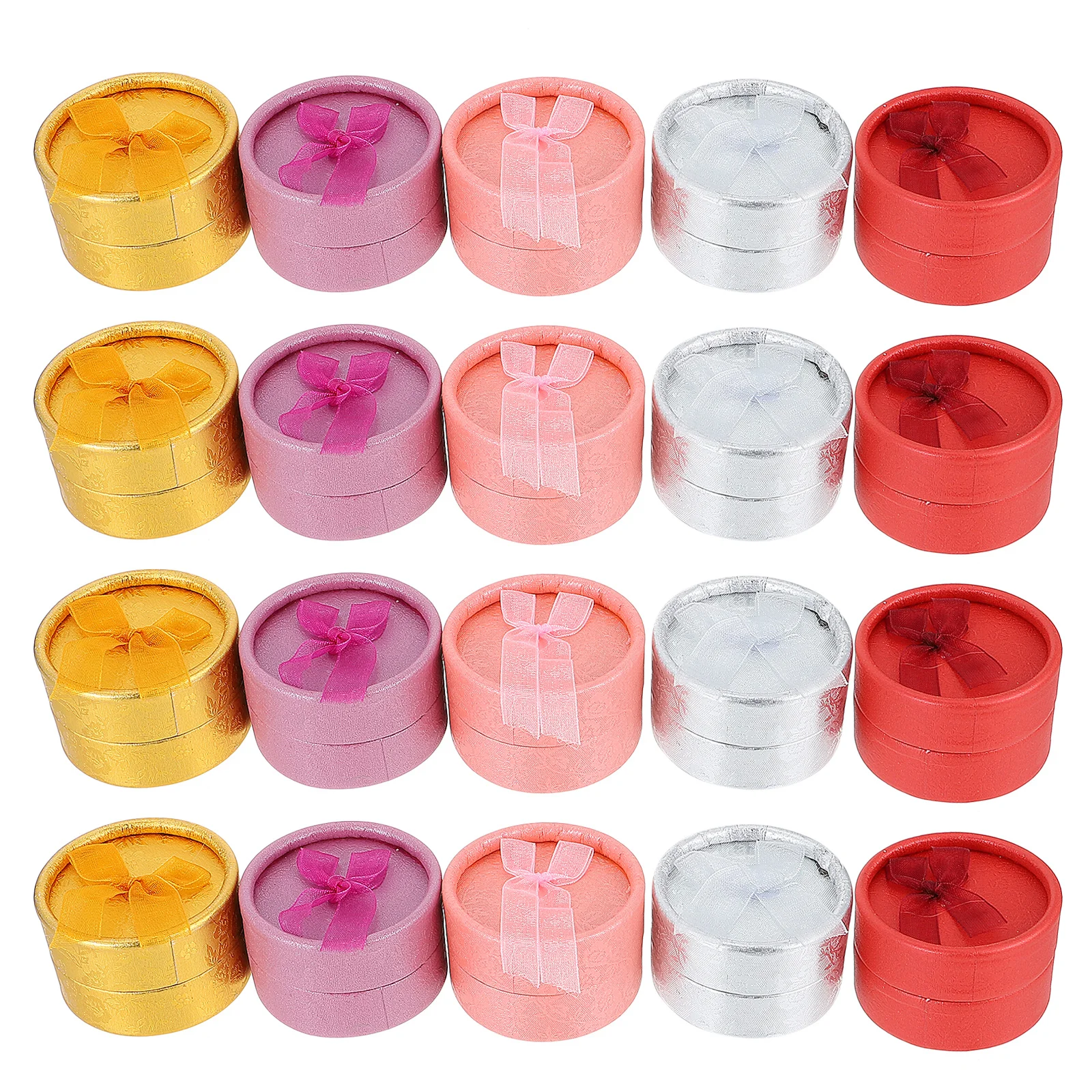 

20Pcs Round Ring Packaging Box Jewelry Storage Holder Bow-Tie Design Gift Pendant Organizer for Bedroom Living