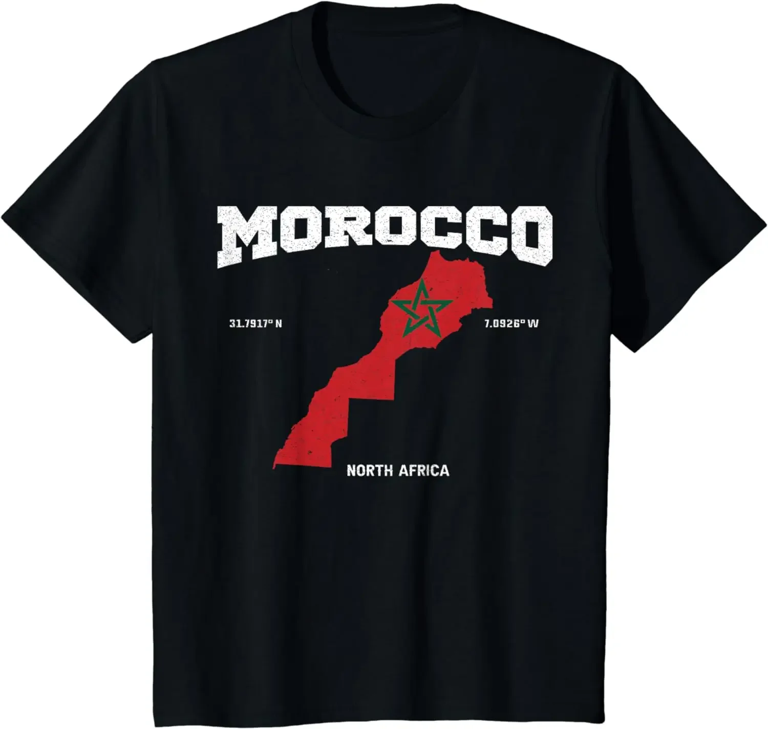 Morocco flag and map, Moroccan coordinates Tee T-Shirt