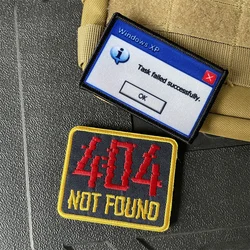 404 NOT FOUNO Embroidered Patches for Clothing Tactical Mosaic Numbers Morale Badge Hookloop Armband Backpack Decoration Sticker