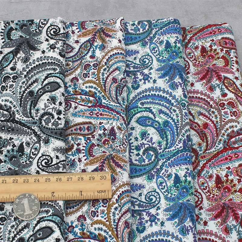 Paisley Fabric Cashew Flower Cotton Poplin Printed Cloth for Quilting Needlework Patchwork