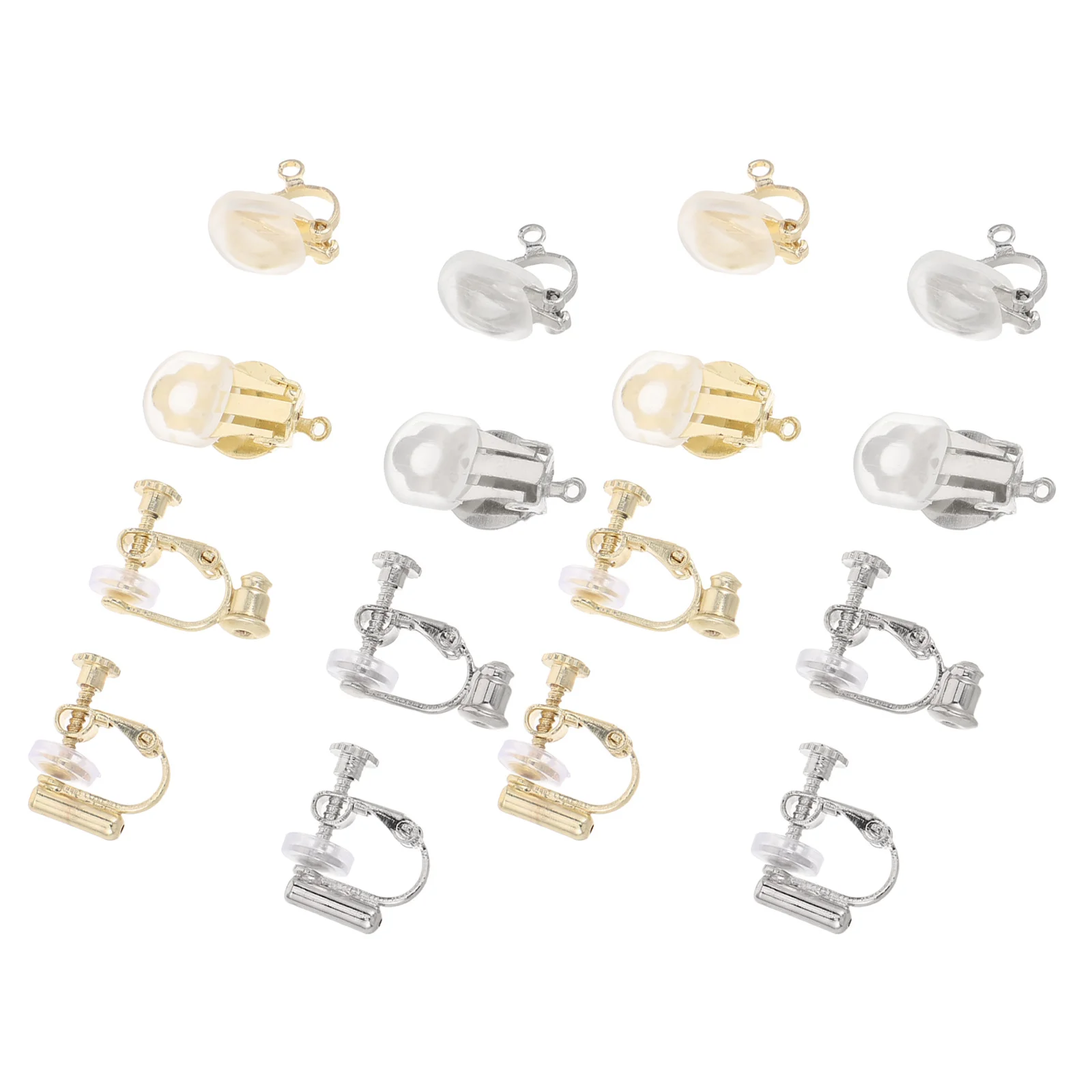 

16pcs Ear Clip Converter Kit With Post Silicone Pads Non Pierced Earrings Components For Women Jewelry Making Supplies Diy