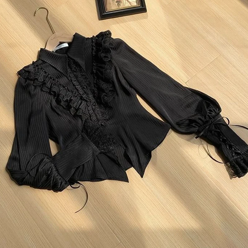 Camicette Lolita giapponesi Kawaii Donna Camicie vittoriane vintage con maniche a lanterna Top Y2K Estetica Cospaly Jk Blusas Mujer De Moda