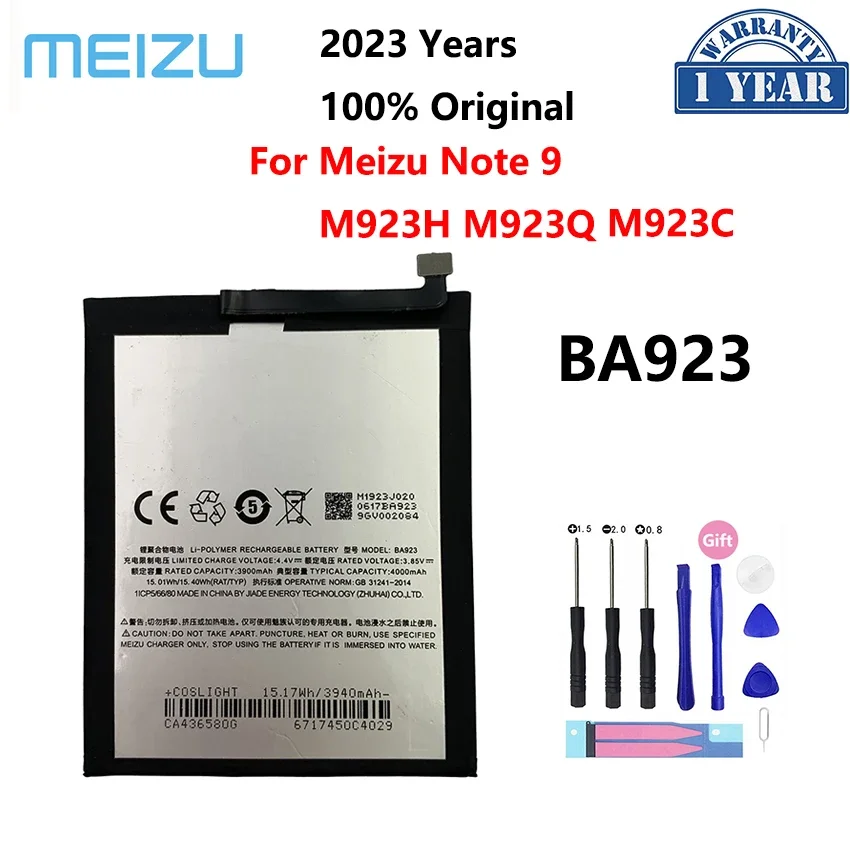 

100% Original 4000mAh BA923 Battery For Meizu Note 9 Note9 M9 M923H M923Q M923C BA 923 Replacement Phone Batteries Bateria