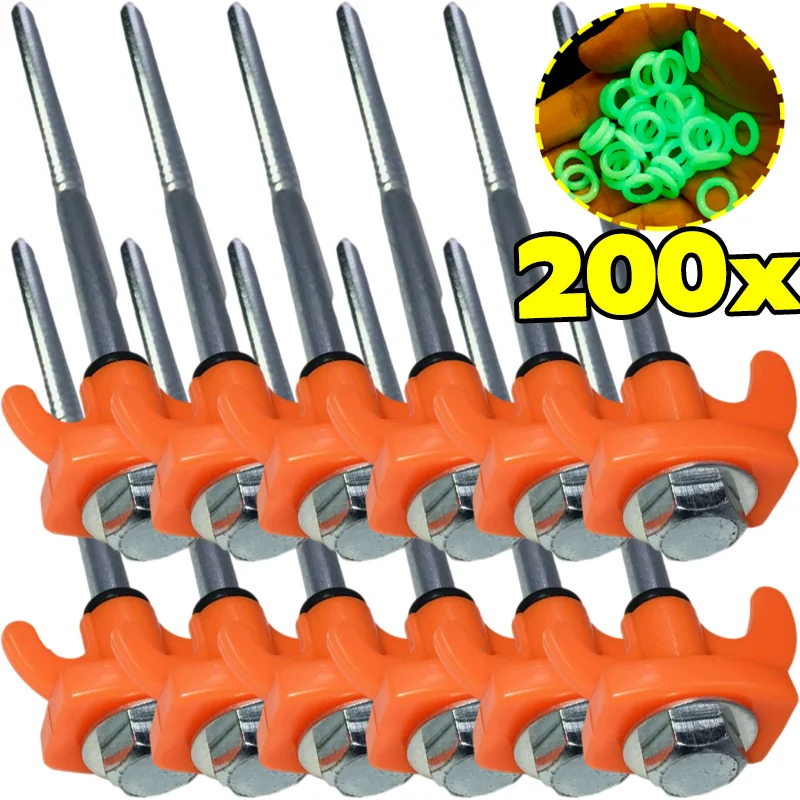 Cubiertas de clavijas que brillan en la oscuridad, anclaje espiral de acero al carbono para tierra, combo multiusos para camping, para fijación de tiendas y lonas, equipo de viaje para exteriores