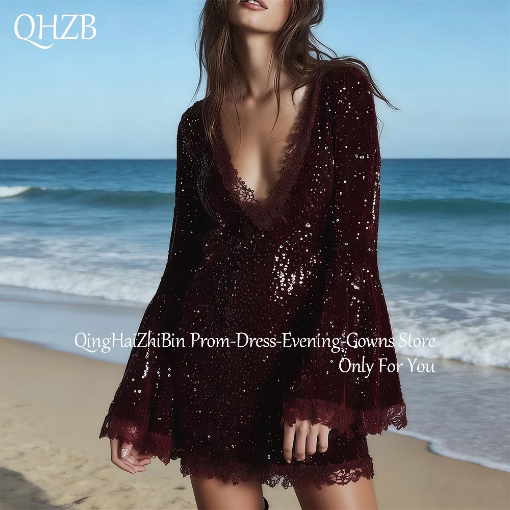 

Customized Short Sparkle Woman Cocktail Dresses for Special Events V-Neck Mini Prom Party Homecoming Dress Summer 2026