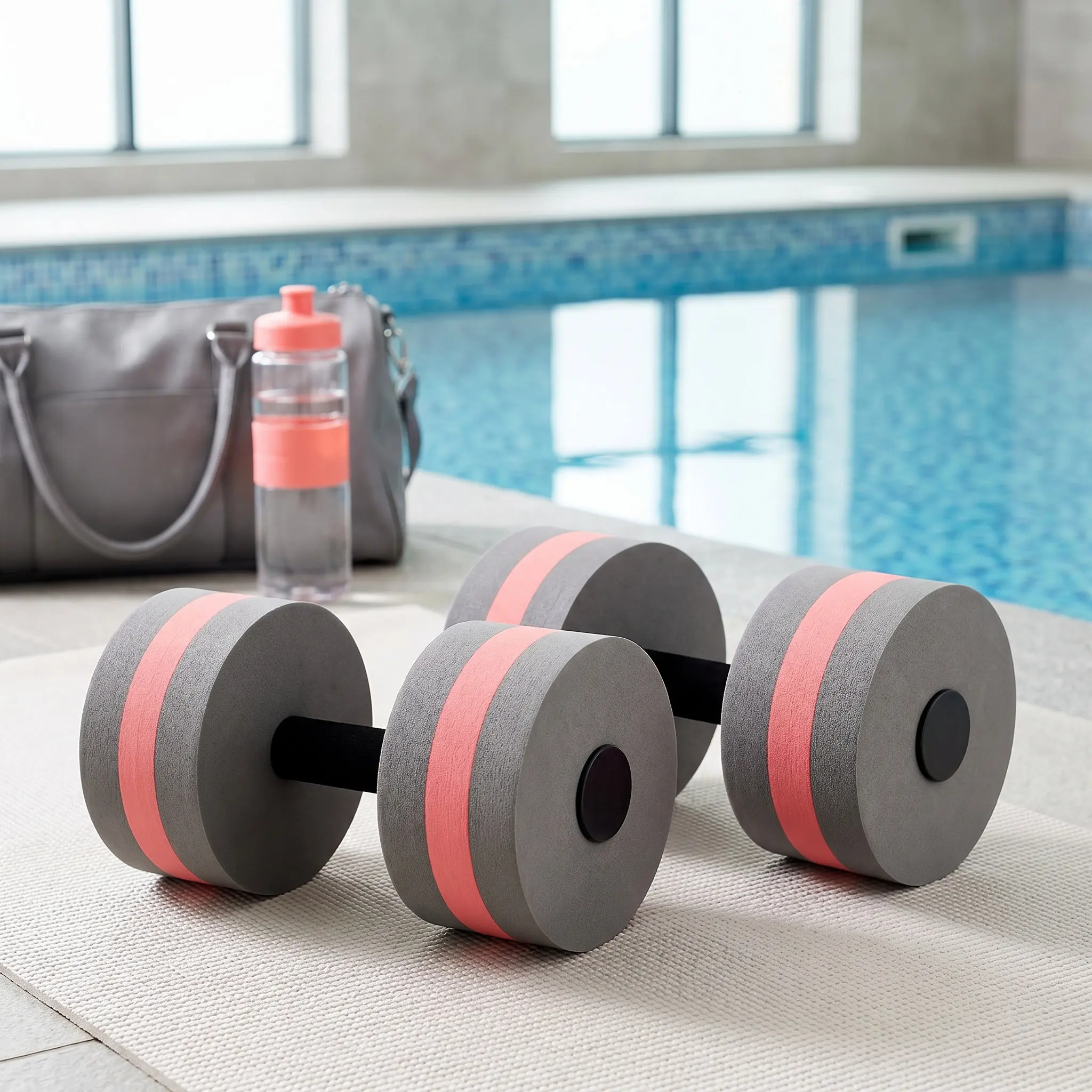2Pcs Eva Water Floating Dumbbells Round End High Resistance for Swimming Pool Spa Aquatic Fitness Arm Shoulder Legs Cardio