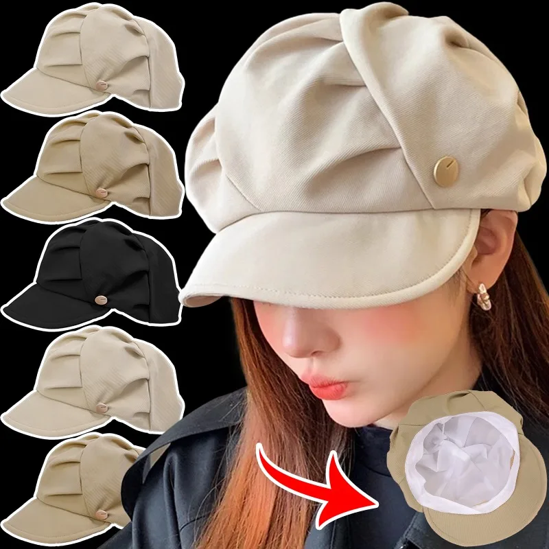 

Girls Windproof Beret Women Artistic Octagonal Hat Female Beautify Appearance Large Capacity Berets Commuting Sweet Lovely Cap