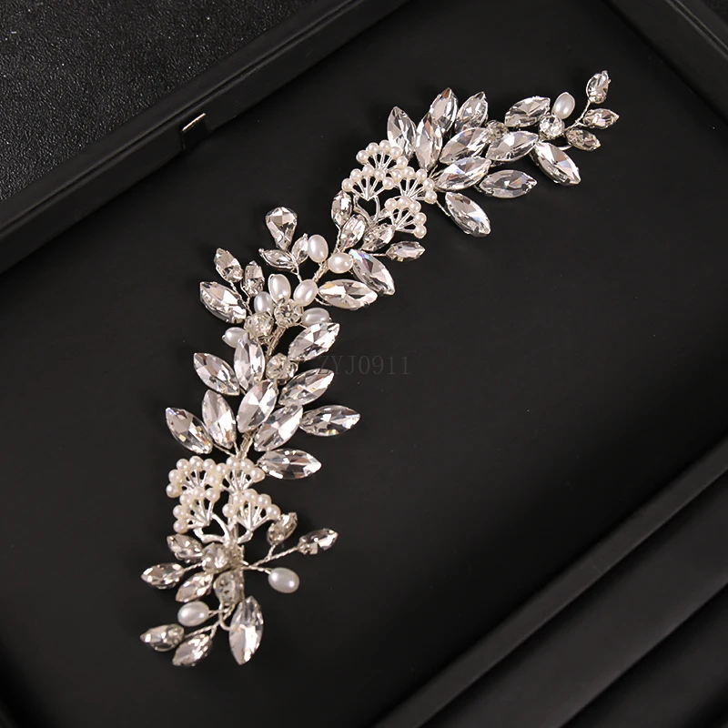 *أزياء الزفاف غطاء الرأس للعروس اليدوية تاج الزفاف الأزهار اللؤلؤ كريستال إكسسوارات الشعر دبوس الشعر الحلي