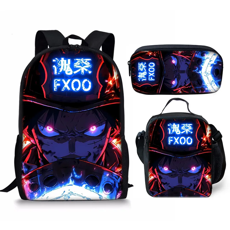 Classic Popular Fire Force season 3D Print 3pcs/Set pupil School Bags Laptop Daypack Backpack Crossbody Lunch bag Pencil Case