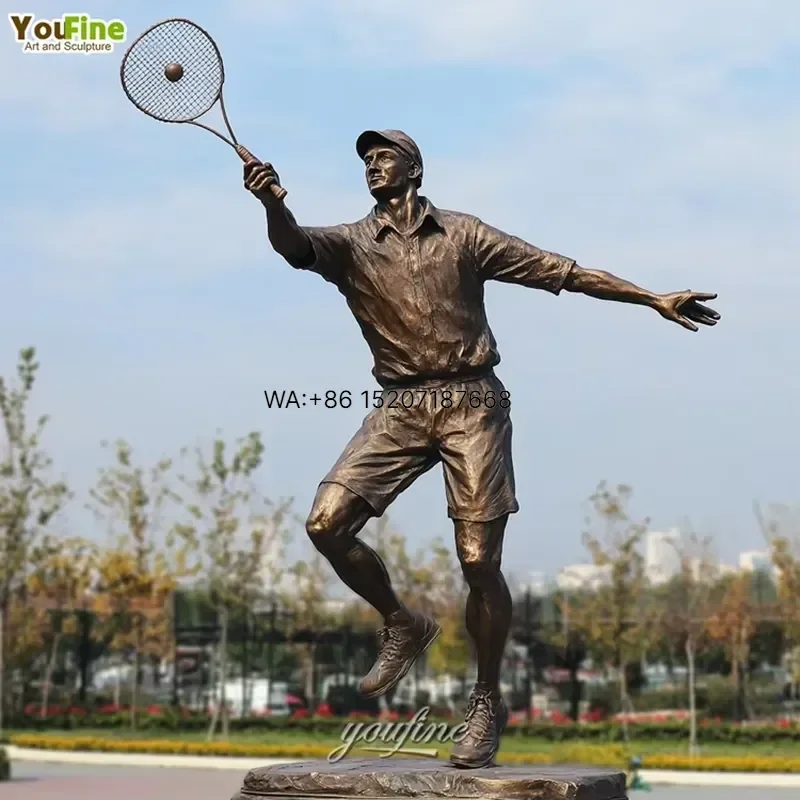 Wmwmnu Dynamic Life Size Bronze Badminton Player Sculpture for Outdoor Sports Stadium School Campus Decor Custom Metal