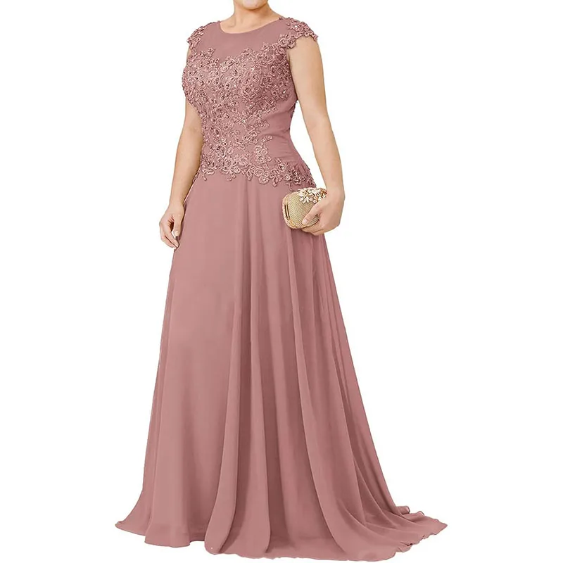 Mother of The Bride Dresses Plus Size - Appliqued Chiffon Formal Wedding Guest Dresses image 4