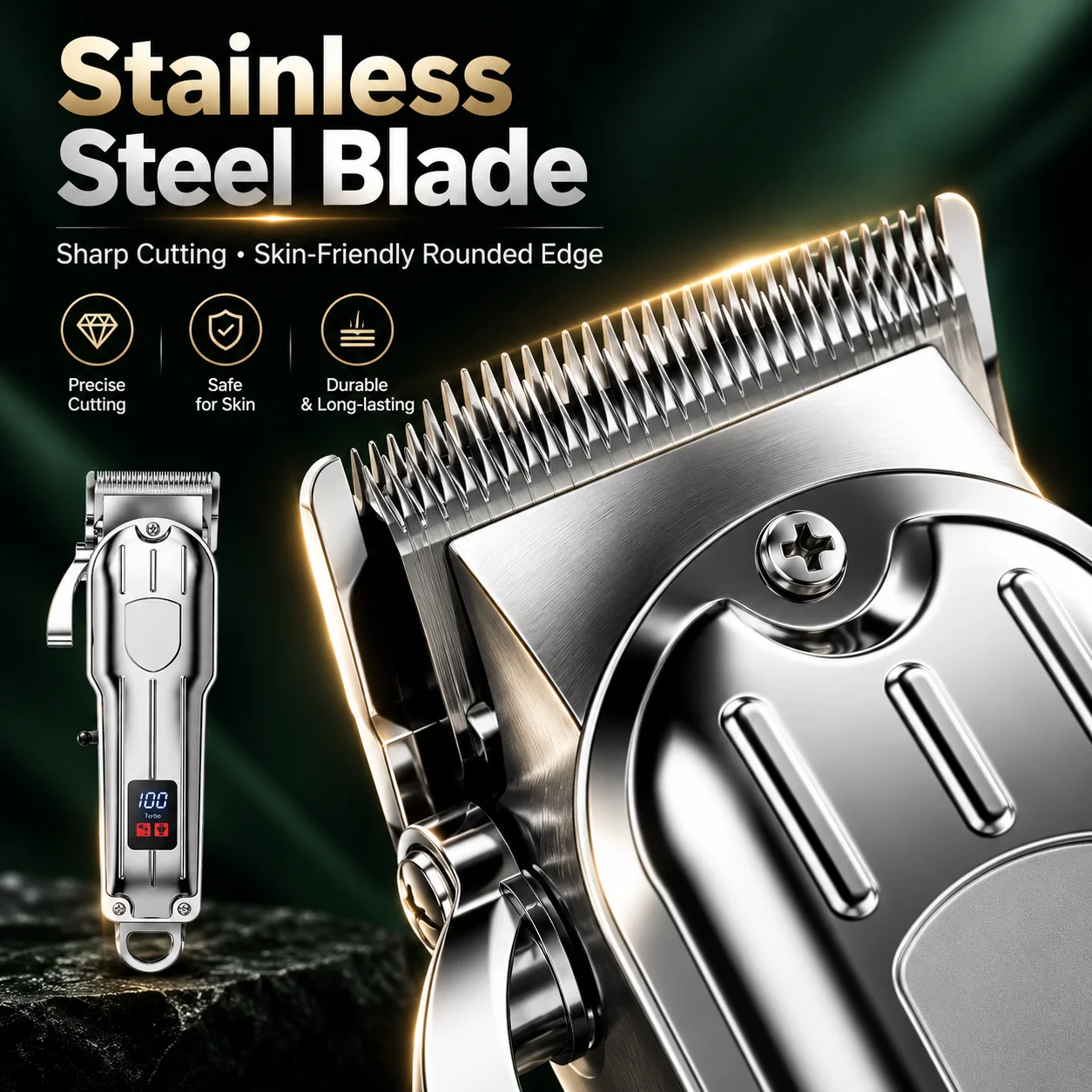 Professional Cordless Hair Clipper for Men All Metal Barber Trimmer LCD Display USB Rechargeable High Power Hair Cutting Machine gallery 4