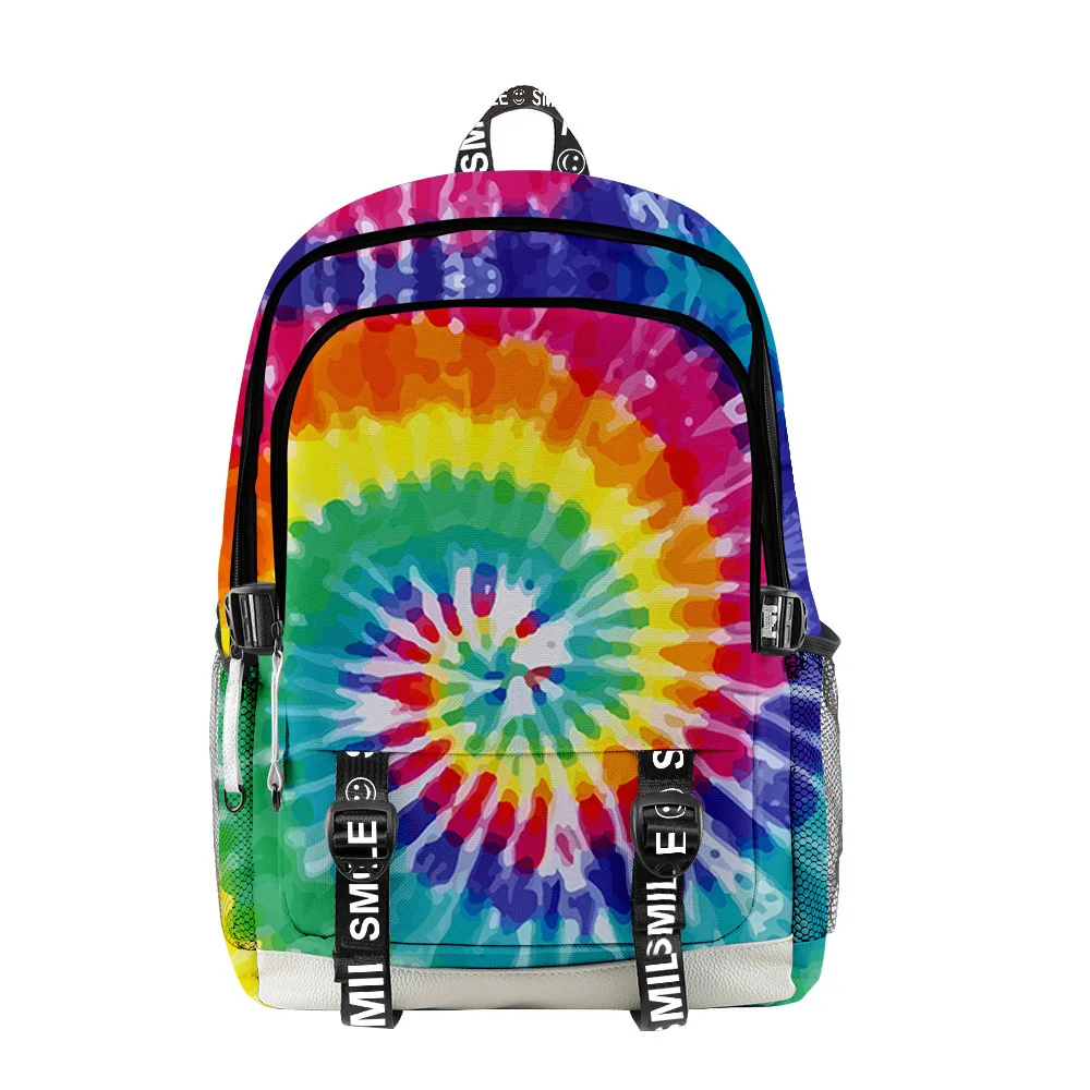 Harajuku Novelty Tie-dye Colorful Student School Bags Unisex 3D Print Oxford Waterproof Notebook multifunction Travel Backpacks