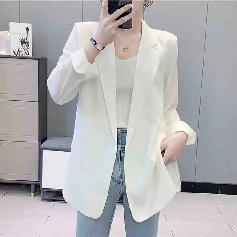 Advanced Sense Women Korean Leisure Solid Color Sunscreen Small Blazer Top Female Summer Thin Style Sunscreen Small Suit  Jacket