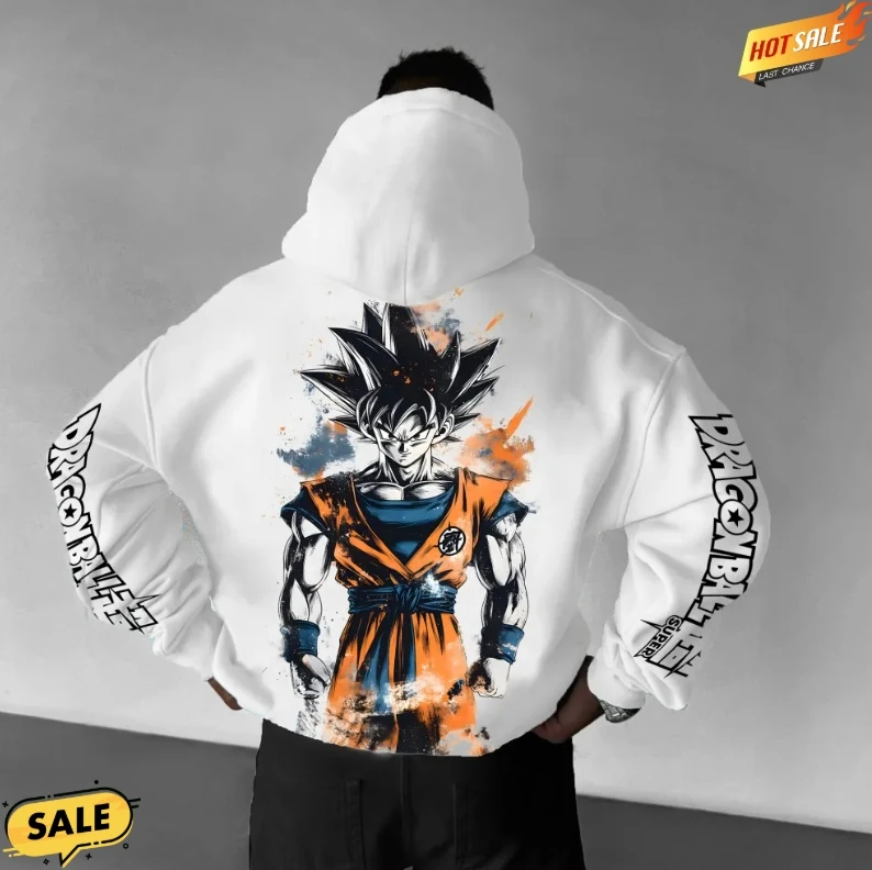 

Dragon Ball Men's Hoodie Casual Street Wear Anime Print Oversized Autumn and Winter Cotton Pullover