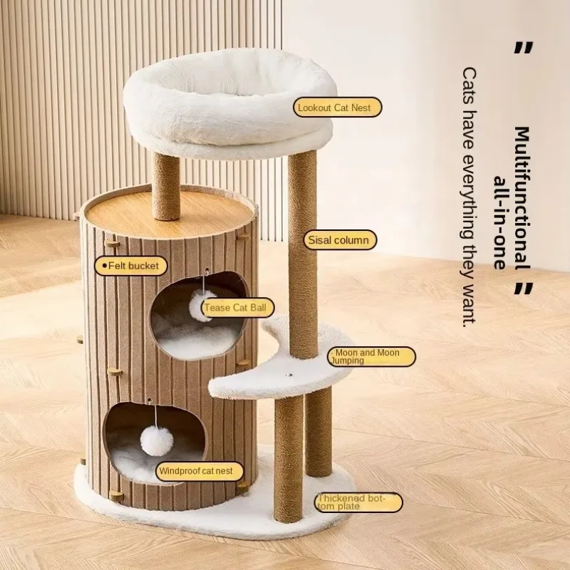 2026 New Luxury Cat Tower Multi-Level Sturdy Structure Pet Toys for Indoor Cat Play and Rest Carton Packing