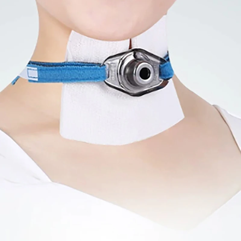 สายรัดยึดท่อช่วยหายใจแบบใส่ในช่องลม พร้อมพยุงคอ ปรับระดับได้ ยืดหยุ่น สำหรับผู้ที่มีรูดักในหลอดลม