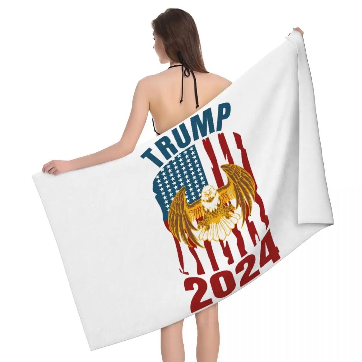 Personalized Trump 2024 Quick Dry Microfiber Beach Bath Towel Absorbent America USA Flag Yoga Shower Towels