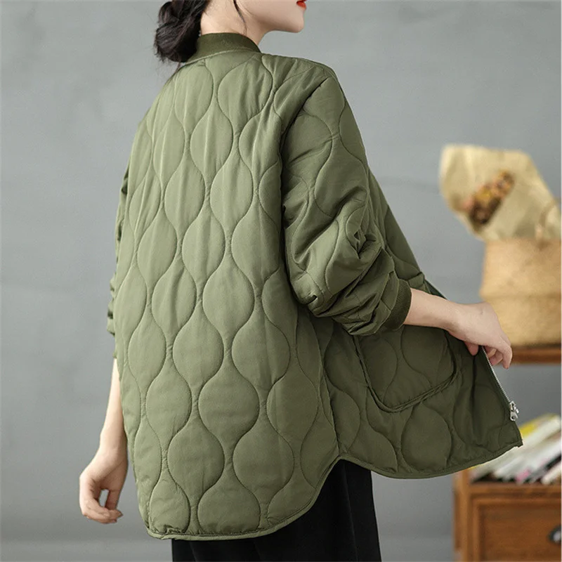 

Осень-зима 2024, новые куртки больших размеров, хлопковое пальто, женская пуховая куртка с длинными рукавами и хлопковой подкладкой, свободная верхняя одежда с карманами