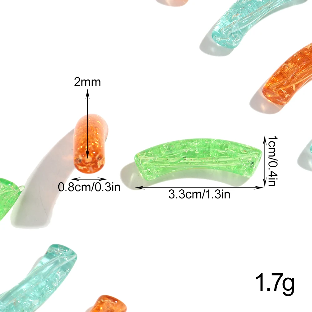 20pcs Thin Acrylic Cracked Bamboo Tube Beads 8mm Clear Bent Pipe Loose Bead for DIY Bracelet Necklace Jewelry Making Accessories