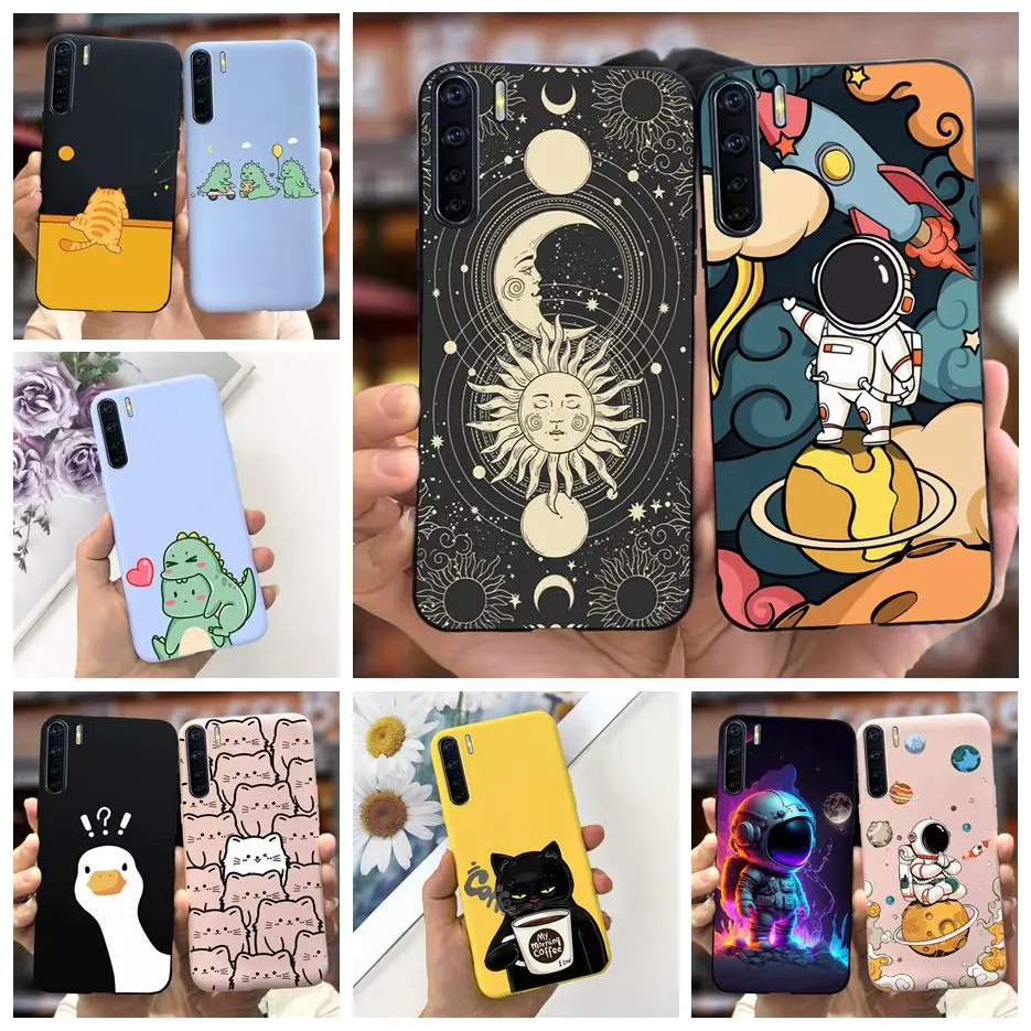 For Oppo A91 Case Oppo Reno3 CPH2043 Cute Astronauts Cartoon Cover Soft TPU Phone Case For Oppo F15 Reno 3 OppoA91 Fundas Bumper