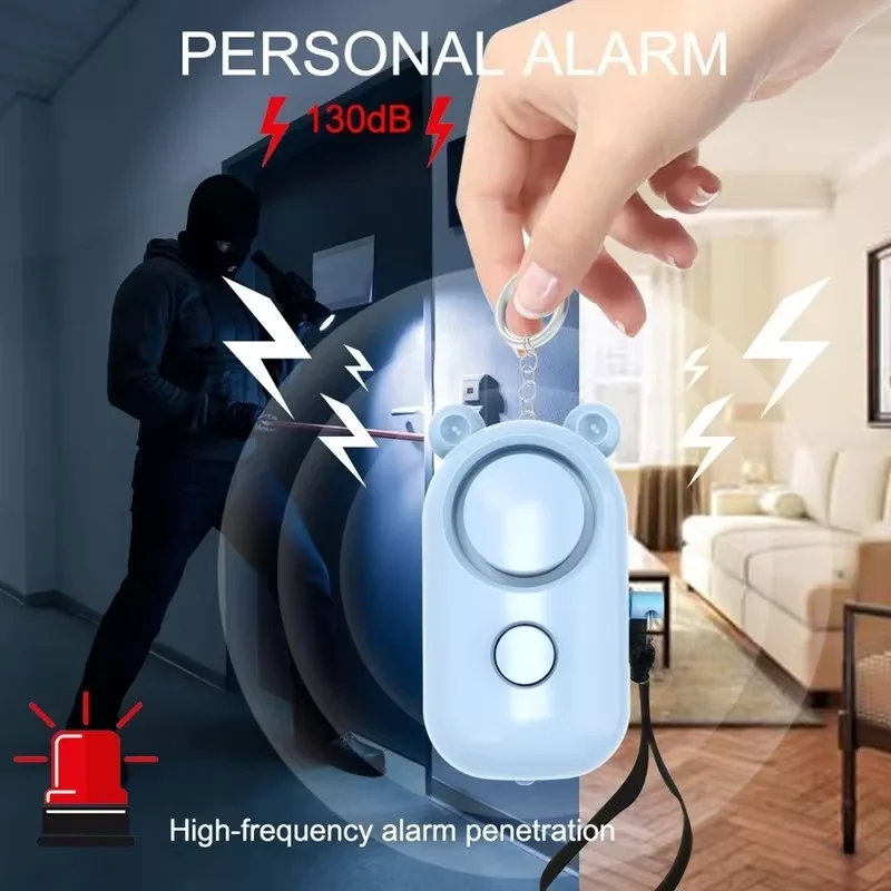 Self Defense Alarm 130 DB Girl Women Security Protect Alert Personal Safety Scream Loud Keychain Emergency Charging Alarms