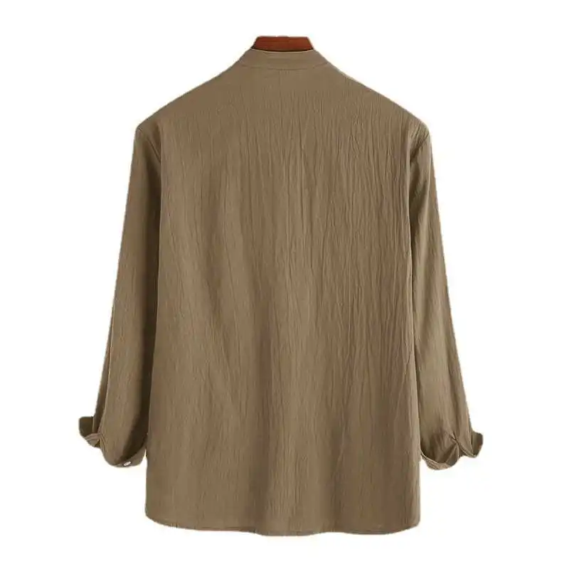 

Men's Casual Loose Cotton Linen Long irt Breathable Comfortable Youthful Sle oulder-Length Sve adual Color Spring ...