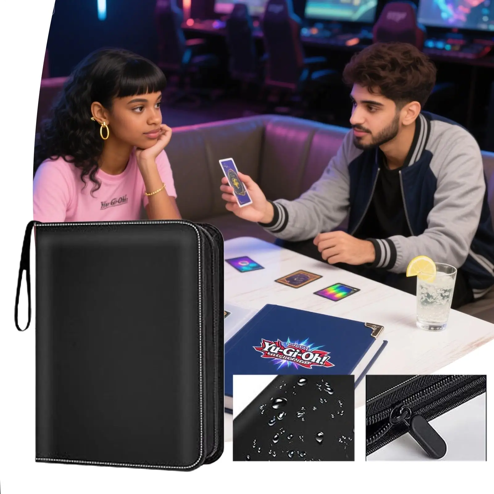 Raccoglitore per carte Raccoglitore per carte collezionabili con 50 buste rimovibili Cerniera Portafoto da collezione Organizzatore per calcio