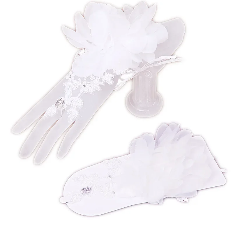 Pretty Wrist Length Short Wedding Brides Gloves Satin  Finger Bridal  Marriage Accessories