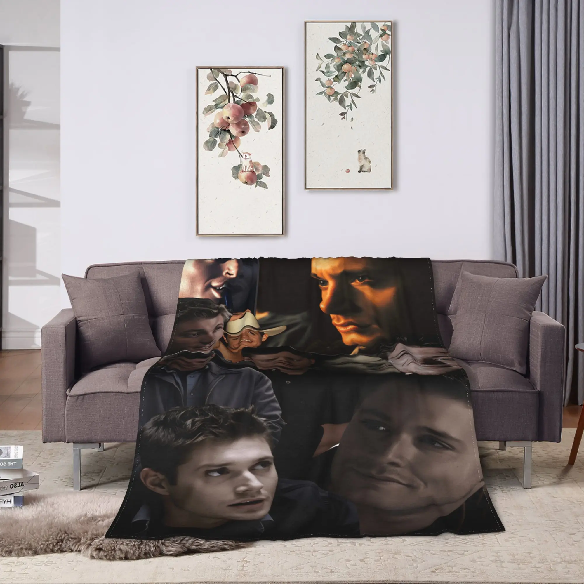 Sam Winchester Supernatural Collage Printed Flannel Blanket Boy Girl  Cozy Bedding Throws Home Decor Bedspread Sofa Bed Cover