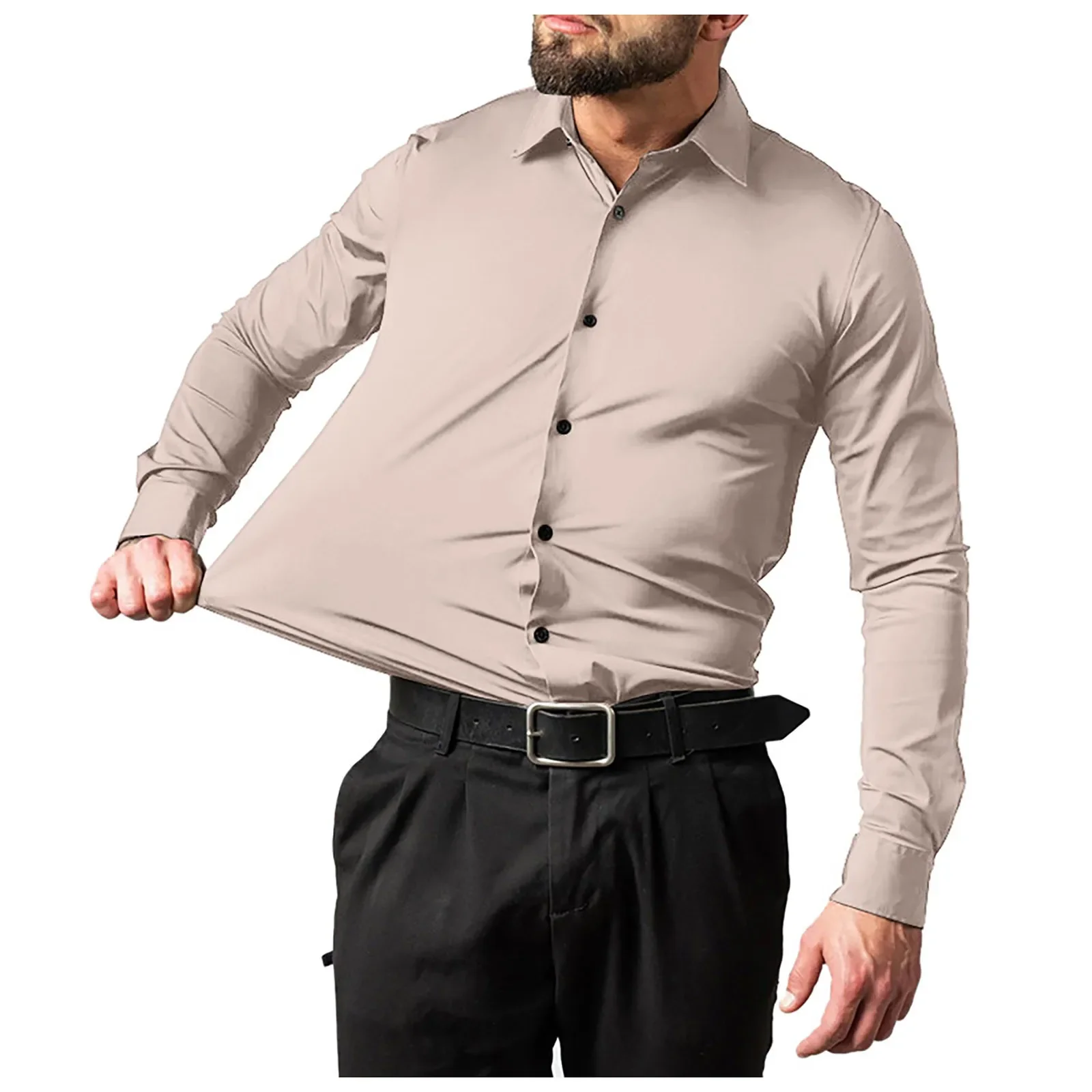 

Men'S Shirts Men'S Dress Shirts Solid Long Sleeve Stretch Formal Shirt Business Casual Button Down Shirts Men'S Luxury Top