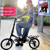 Foldable Bike Folding Bicycle Mini 14 Inch Single Speed Lightweight Portable Compact Adult Kids Student Commuter Mini Road