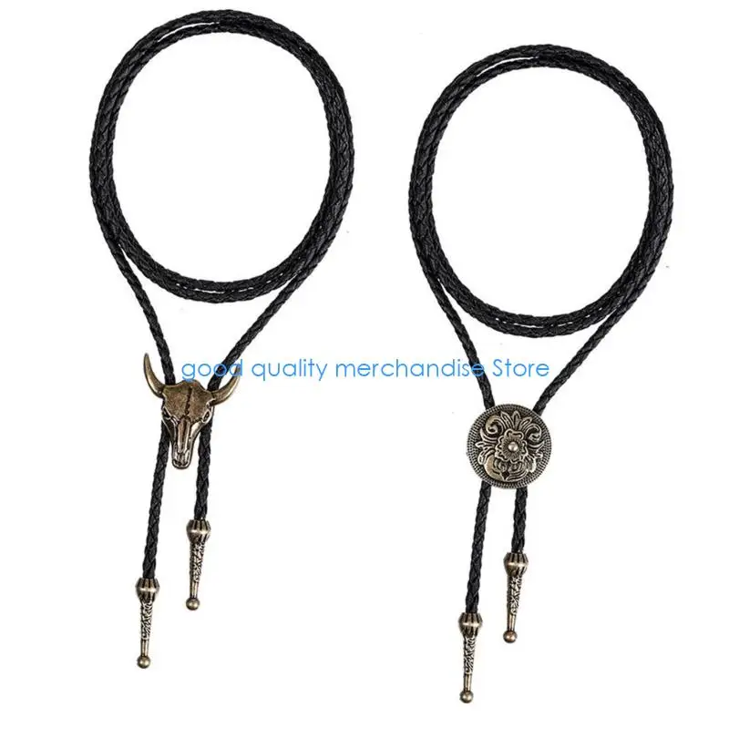 Y5JD Fashion Cow Head من جلد البولي يوريثان، إكسسوار رقبة بتفاصيل ربطة عنق أنيقة مثالية للارتداء اليومي والهدايا