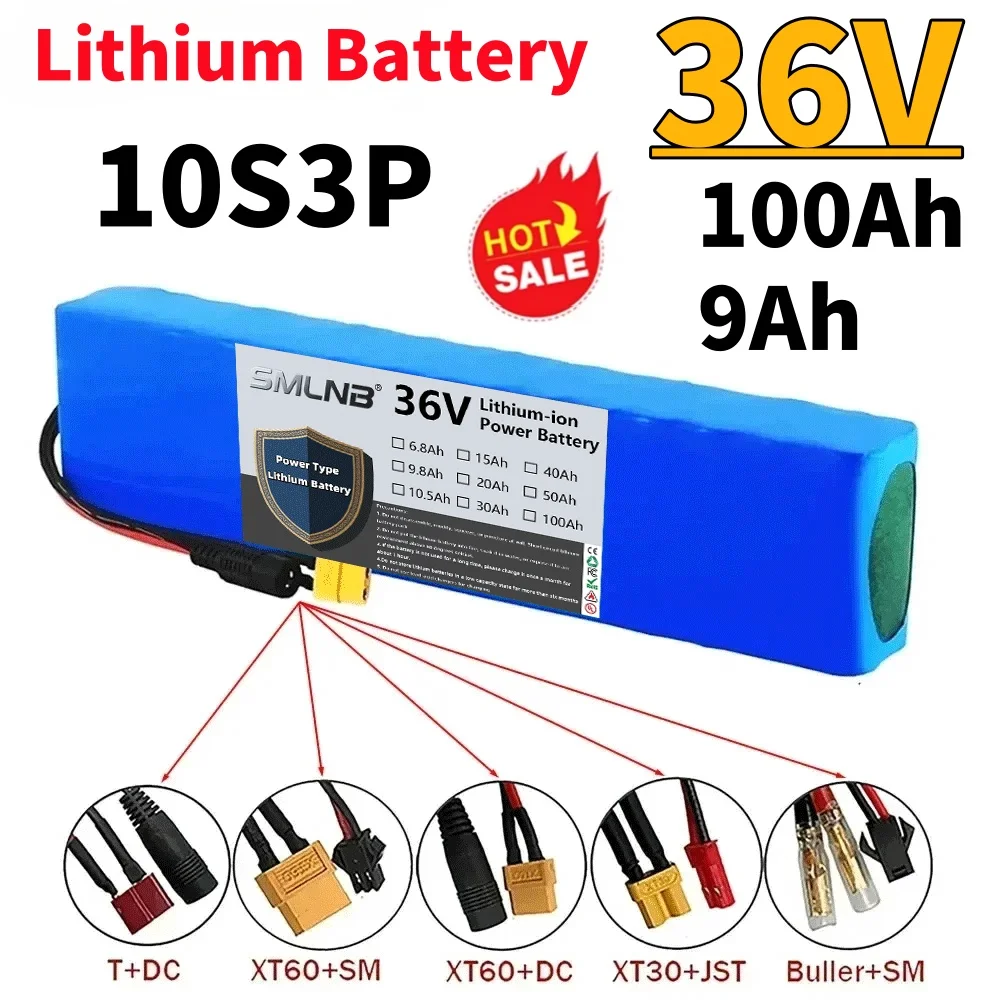 

10S3P 36V 100Ah 18650 Rechargeable Lithium 9ahBattery Pack 1000W Power Modified Bicycle electric scooter Vehicle BMS+42V Charger