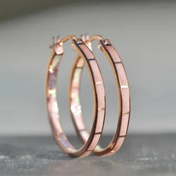 Huitan Creative Enamel Hoop Earrings for Women Gold Color/Rose Gold Color Temperament Sweet Girls Earrings Party Fashion Jewelry